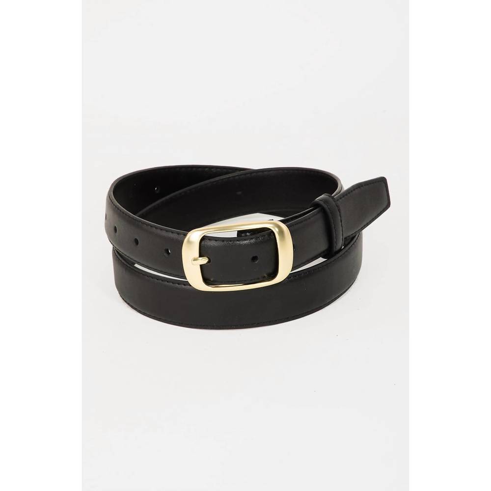 NEW FAME ACCESSORIES women's rectangle buckle leather belt in black